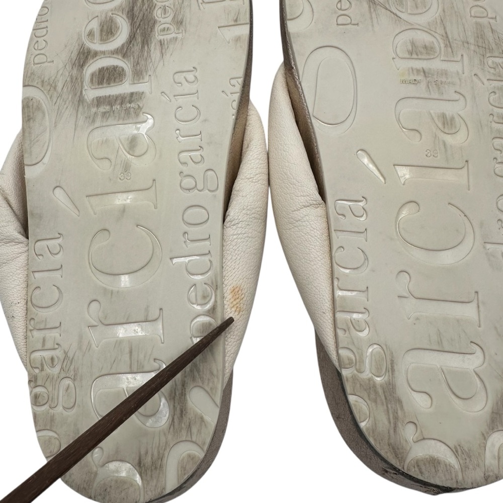 Pedro Garcia Anita "Onsen" Gold and Cream Leather Thong Sandals Size EU39/US9 - Picture 8 of 11